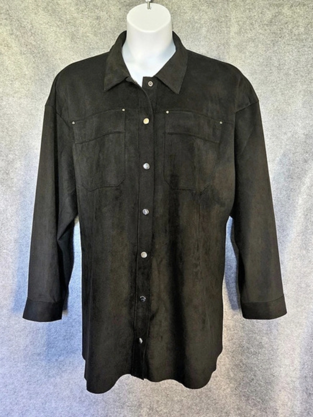 TORRID Faux Suede Shacket Black Utility Jacket 3x